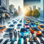 El vehículo eléctrico como alternativa. «Imagen generada por IA, cumplimiento EU AI Act»