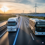 El Futuro del Transporte en España: Ruta Hacia la Sostenibilidad Impulsada por el PRTR. «Imagen generada por IA, cumplimiento EU AI Act»