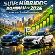 SUV híbridos dominan en 2026: tendencias del mercado y principales modelos. «Imagen generada por IA, cumplimiento EU AI Act»