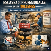 Escasez de profesionales en los talleres: soluciones ante la falta de técnicos. «Imagen generada por IA, cumplimiento EU AI Act»
