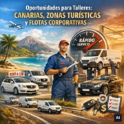 Oportunidades para talleres: Canarias, zonas turísticas y flotas corporativas. «Imagen generada por IA, cumplimiento EU AI Act»