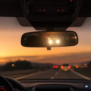 Adiós a los deslumbramientos al conducir: el truco del retrovisor que muchos conductores canarios desconocen. «Imagen generada por IA, cumplimiento EU AI Act»